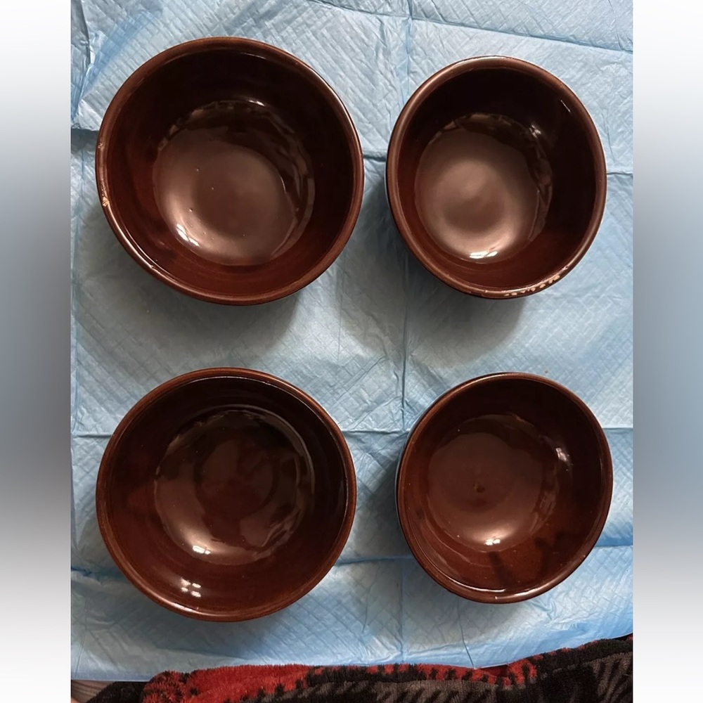 mar-crest old fashioned stoneware oven proof, (4) salad, soup, cereal bowls
